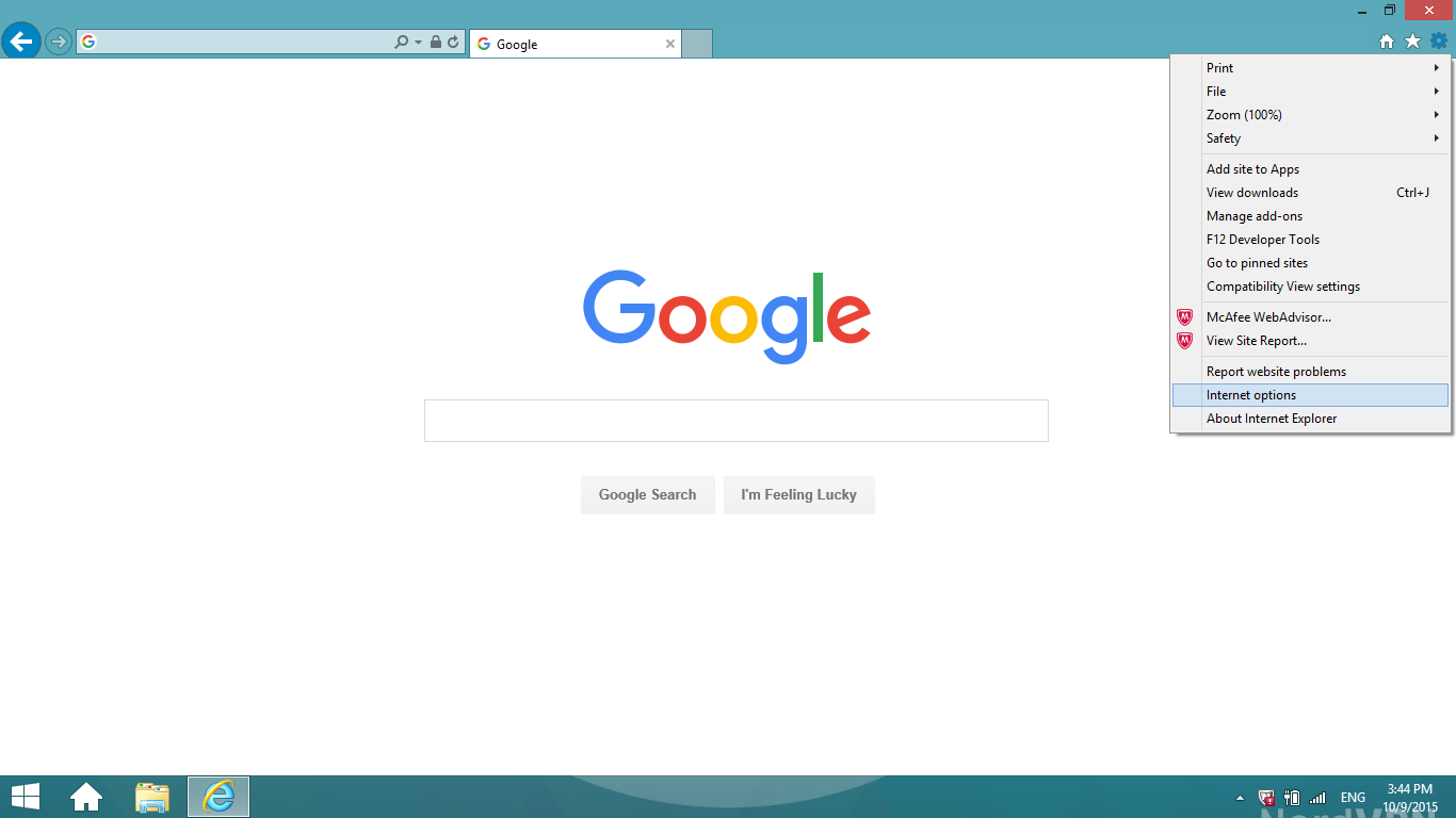 Internet Explorer 11 Showing Google (2013)